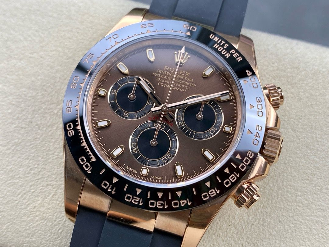 Clean Factory Rolex Daytona 116515LN-0041 40MM Rose Gold Rubber Strap Brown Dial