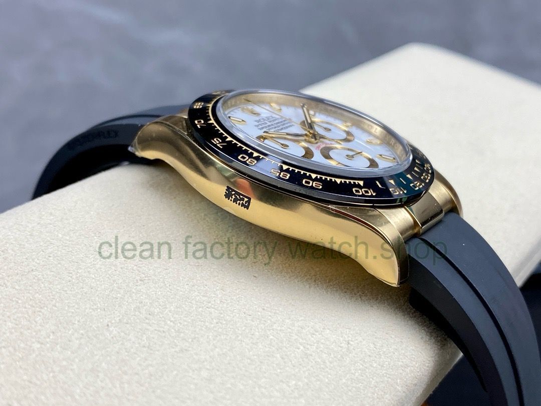 Clean Factory Rolex Daytona 116518LN-0041 40MM Yellow Gold Rubber Strap White Dial