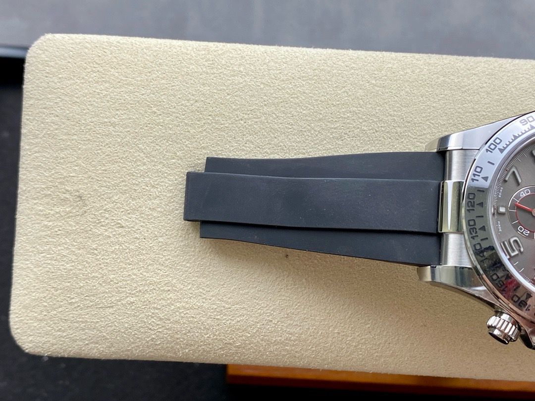 Clean Factory Rolex Daytona 116519LN 40MM White Gold Rubber Strap Arab Number Racing Grey Dial