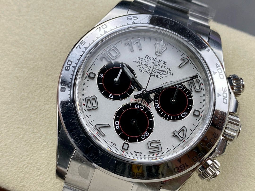 Clean Factory Rolex Daytona 116509 40MM Full White Gold Arabic Number Black Eye White Dial