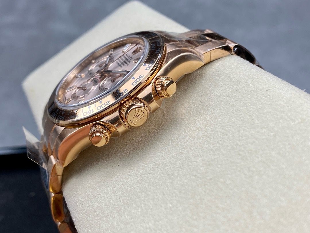 Clean Factory Rolex Daytona 116505-0017 40MM Full Rose Gold Diamond Bagutte Pink Dial