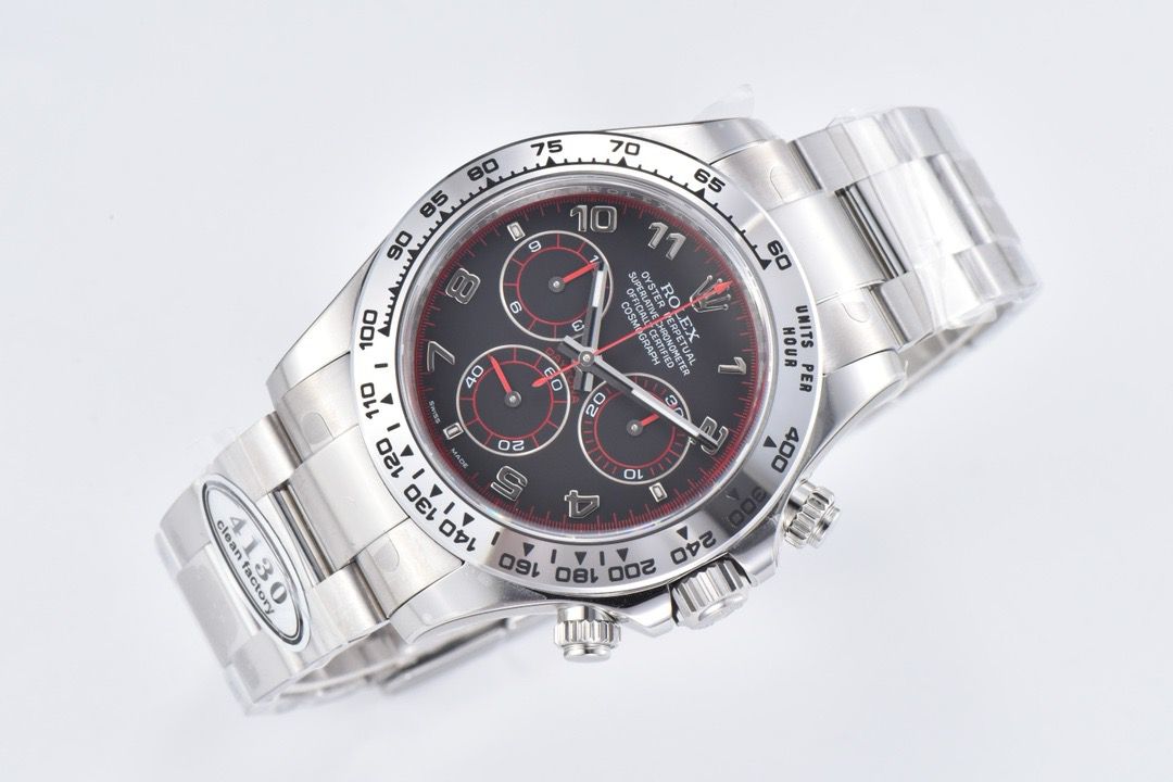 Clean Factory Rolex Daytona 116509 40MM Full White Gold Racing Arabic Number Black Dial