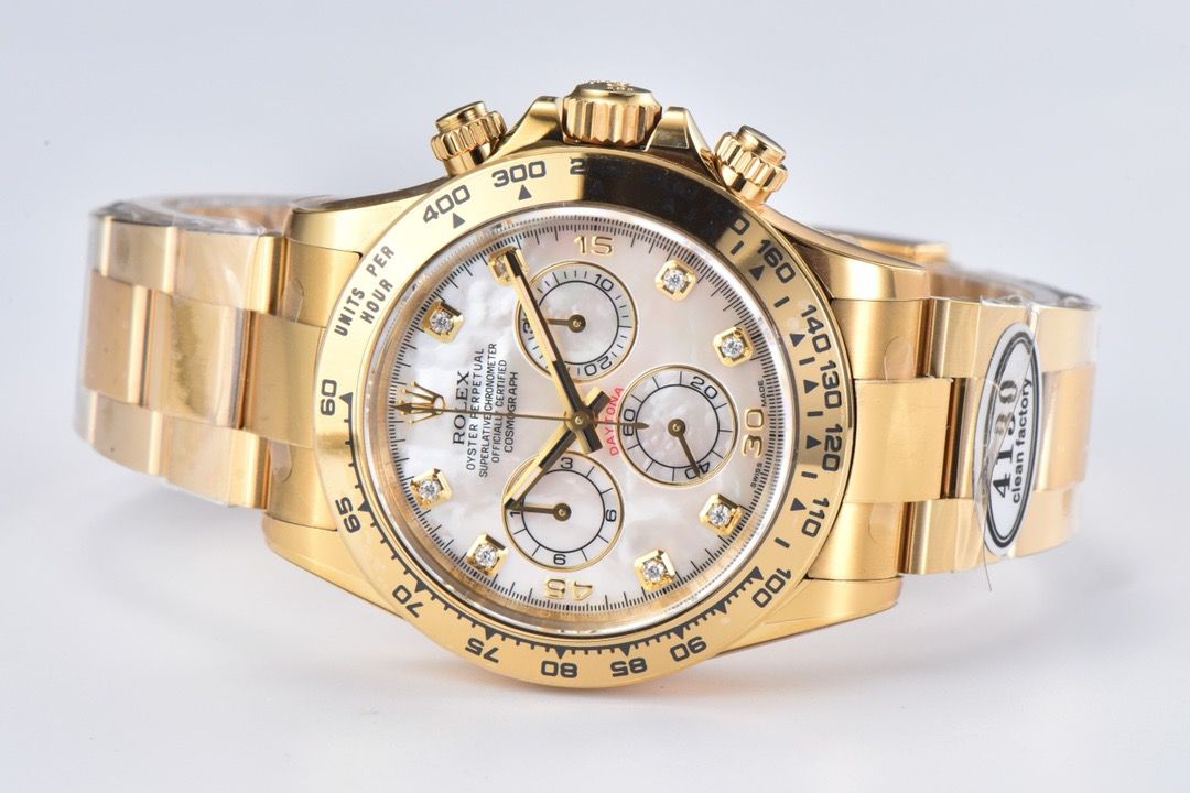 Clean Factory Rolex Daytona 116508 40MM Full Yellow Gold Diamond Mop Mother Of Pearl Dial