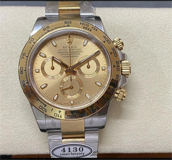 Clean Factory Rolex Daytona 116503-0003 40mm Half Gold, Champagne Dial