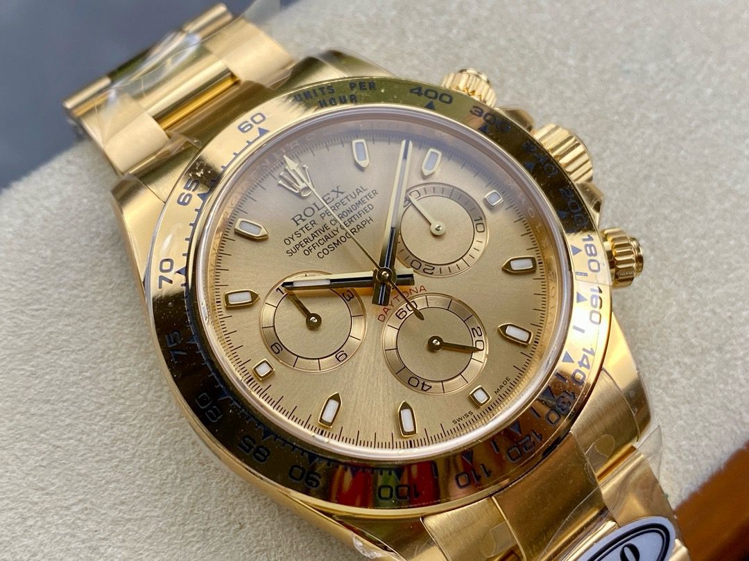 Clean Factory Rolex Daytona 116508-0003 40mm Full Gold, Champagne Dial