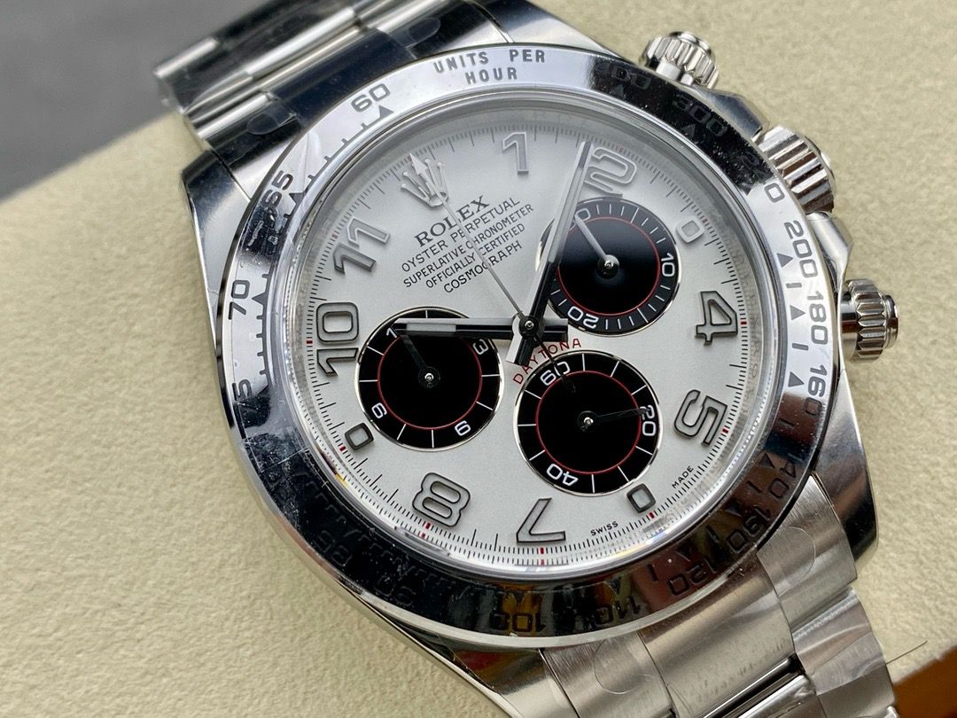 Clean Factory Rolex Daytona 116509 40MM Full White Gold Arabic Number Black Eye White Dial