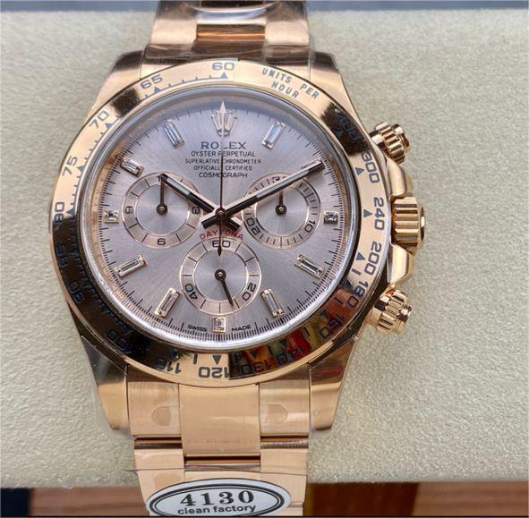 Clean Factory Rolex Daytona 116505-0017 40MM Full Rose Gold Diamond Bagutte Pink Dial