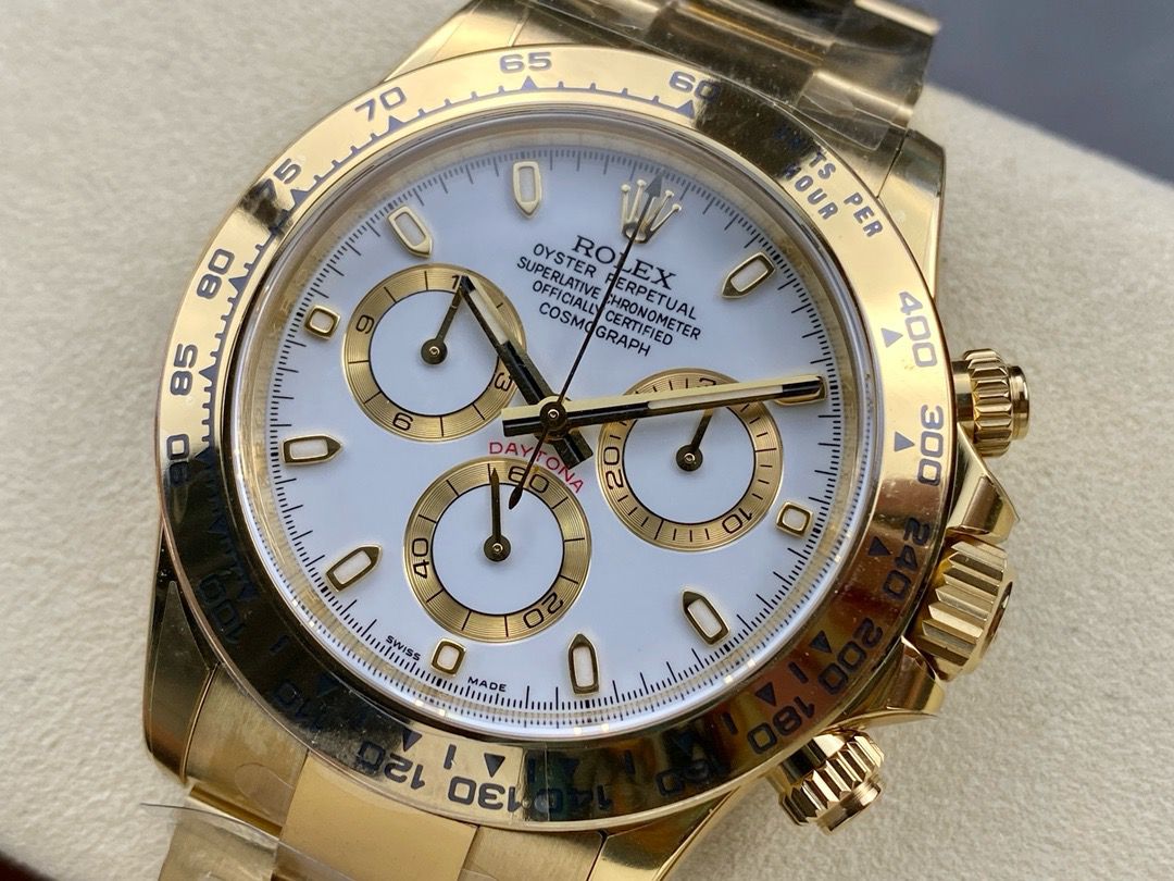 Clean Factory Rolex Daytona 116508-0001 40MM Full Yellow Gold White Dial