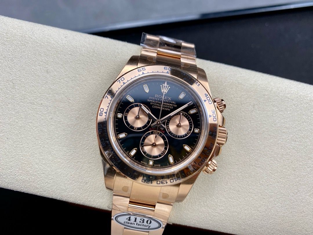 Clean Factory Rolex Daytona 116505-0008 40MM Full Rose Gold Black Dial