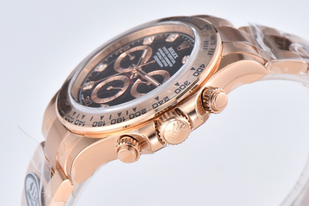 Clean Factory Rolex Daytona 116505 40MM Full Rose Gold Diamond Mop Black Dial