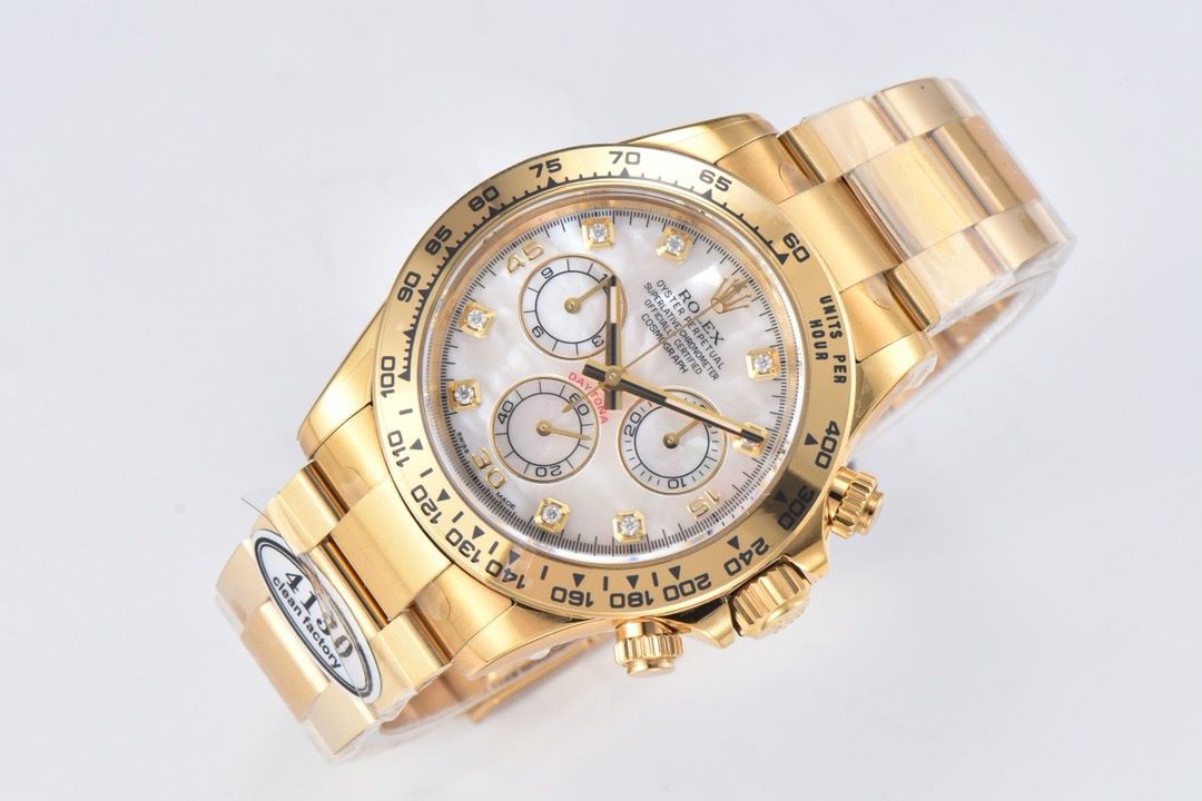 Clean Factory Rolex Daytona 116508 40MM Full Yellow Gold Diamond Mop Mother Of Pearl Dial
