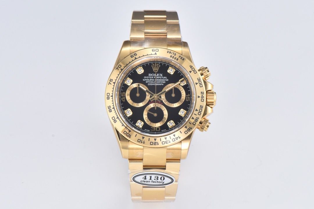 Clean Factory Rolex Daytona 116508 40MM Full Yellow Gold Diamond Mop Black Dial