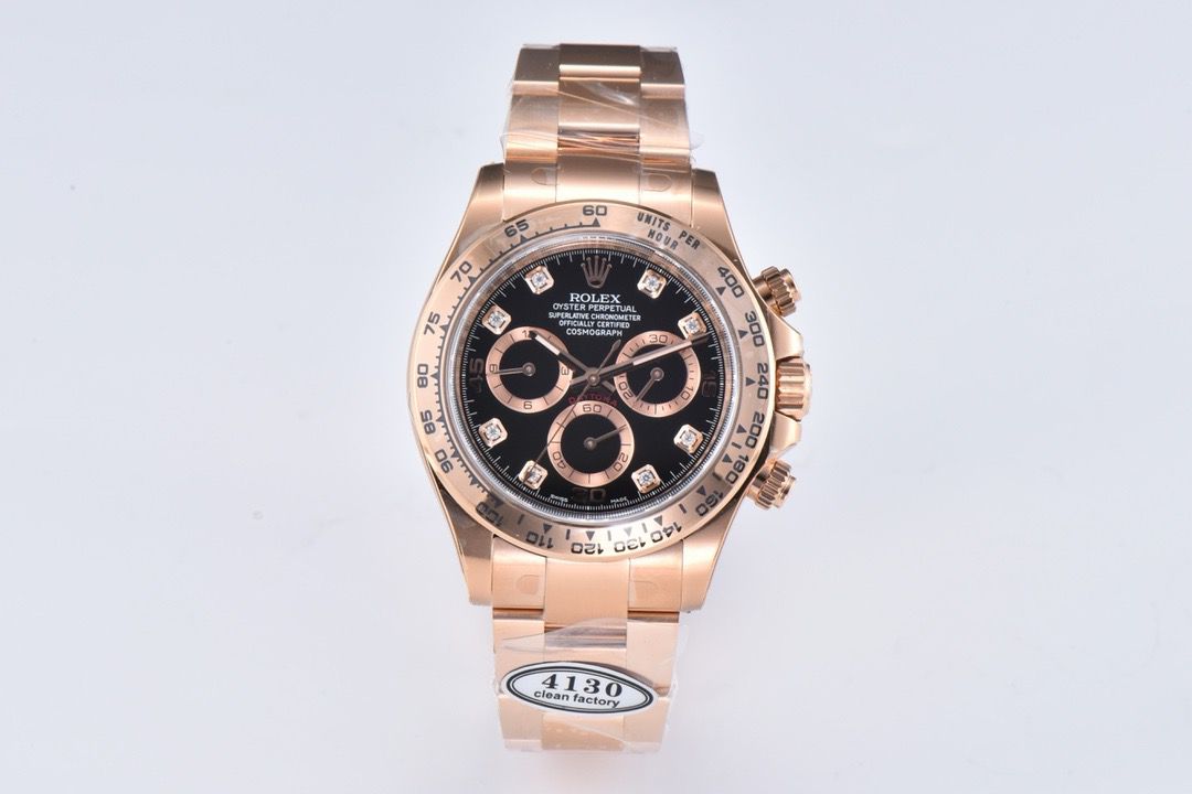 Clean Factory Rolex Daytona 116505 40MM Full Rose Gold Diamond Mop Black Dial
