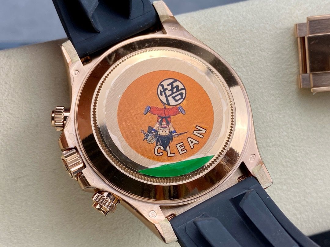 Clean Factory Rolex Daytona 116515LN-0012 40MM Rose Gold Rubber Strap Black Dial