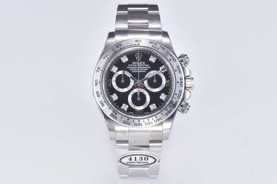 Clean Factory Rolex Daytona 116509 40MM Full White Gold Diamond Mop Black Dial