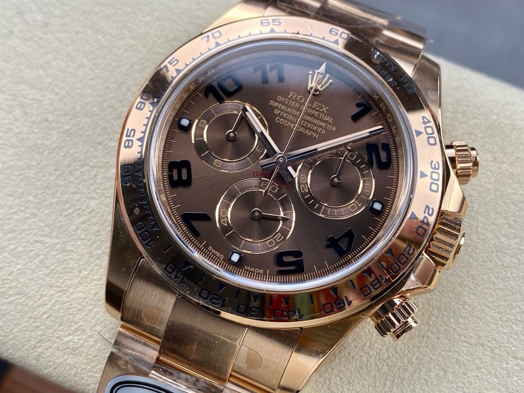 Clean Factory Rolex Daytona 116505-0011 40MM Full Rose Gold Arabic Number Brown Dial