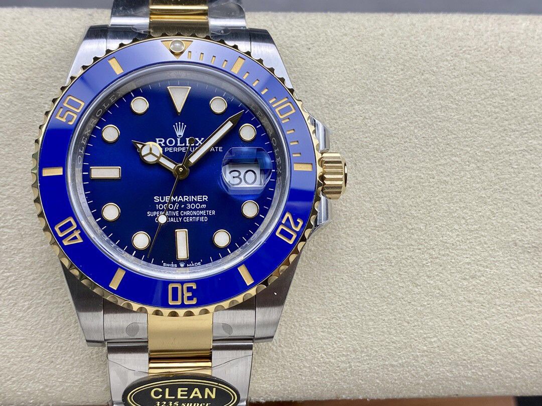 Clean Factory Rolex Submariner Date 126613LB 41mm Half Gold Blue Dial