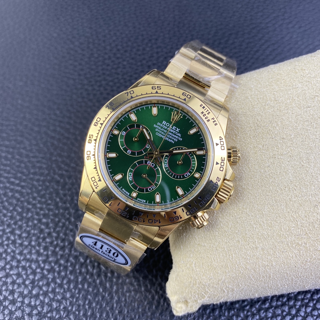 CLEAN Factory Rolex Daytona 116508-0013 40MM Full Gold Green Dial