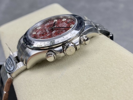 CLEAN Factory Rolex Daytona 116509G 40MM Full White Gold Diamond Red Dial