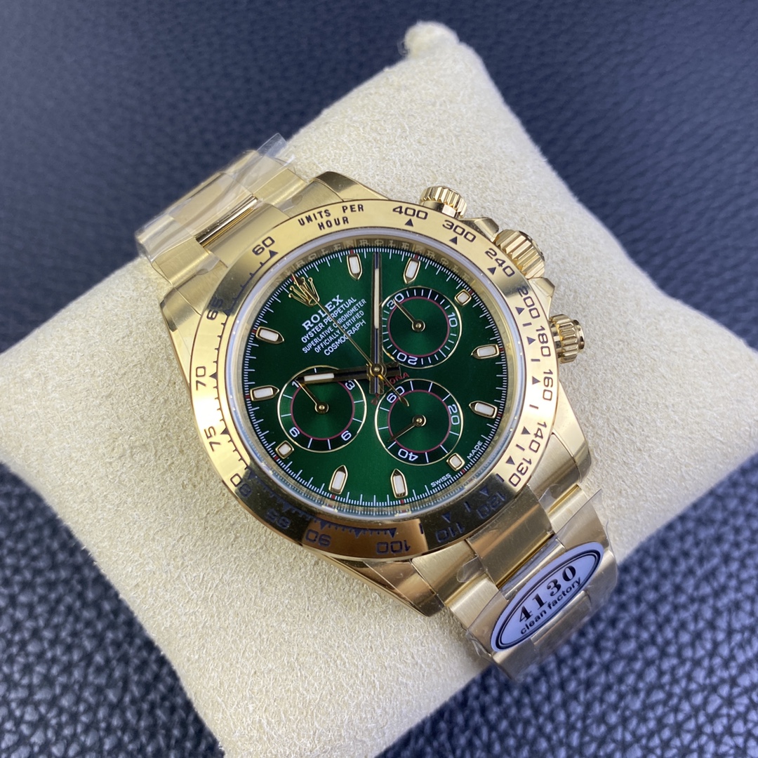 CLEAN Factory Rolex Daytona 116508-0013 40MM Full Gold Green Dial