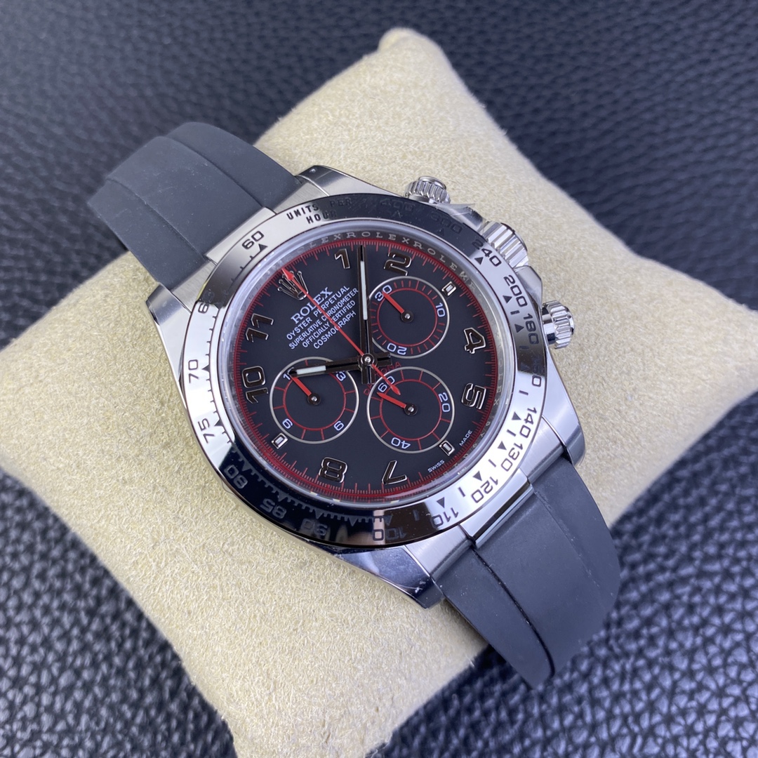 CLEAN Factory Rolex Daytona 116519LN 40MM White Gold Rubber Strap Arab Number Racing Black Dial