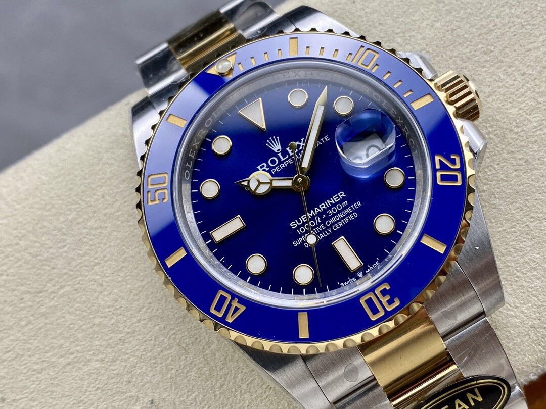 Clean Factory Rolex Submariner Date 126613LB 41mm Half Gold Blue Dial