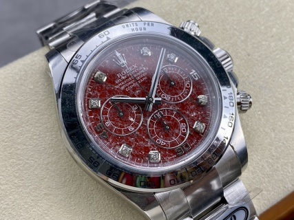 CLEAN Factory Rolex Daytona 116509G 40MM Full White Gold Diamond Red Dial