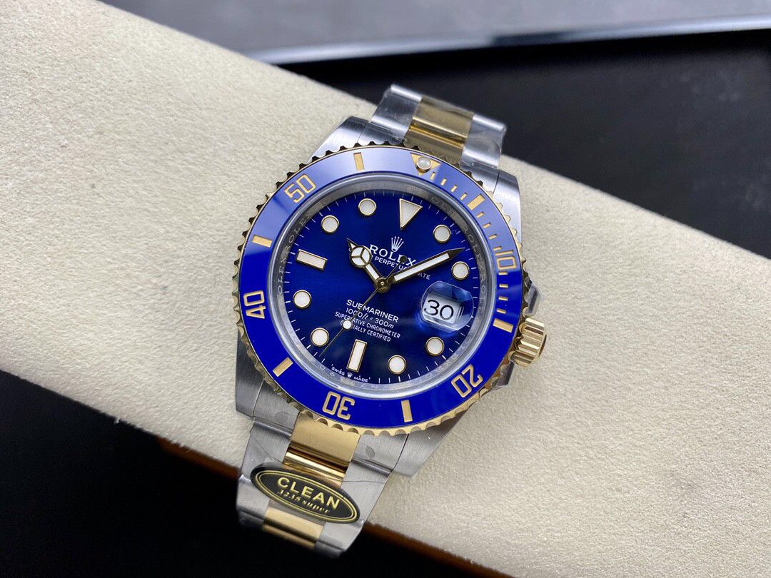 Clean Factory Rolex Submariner Date 126613LB 41mm Half Gold Blue Dial