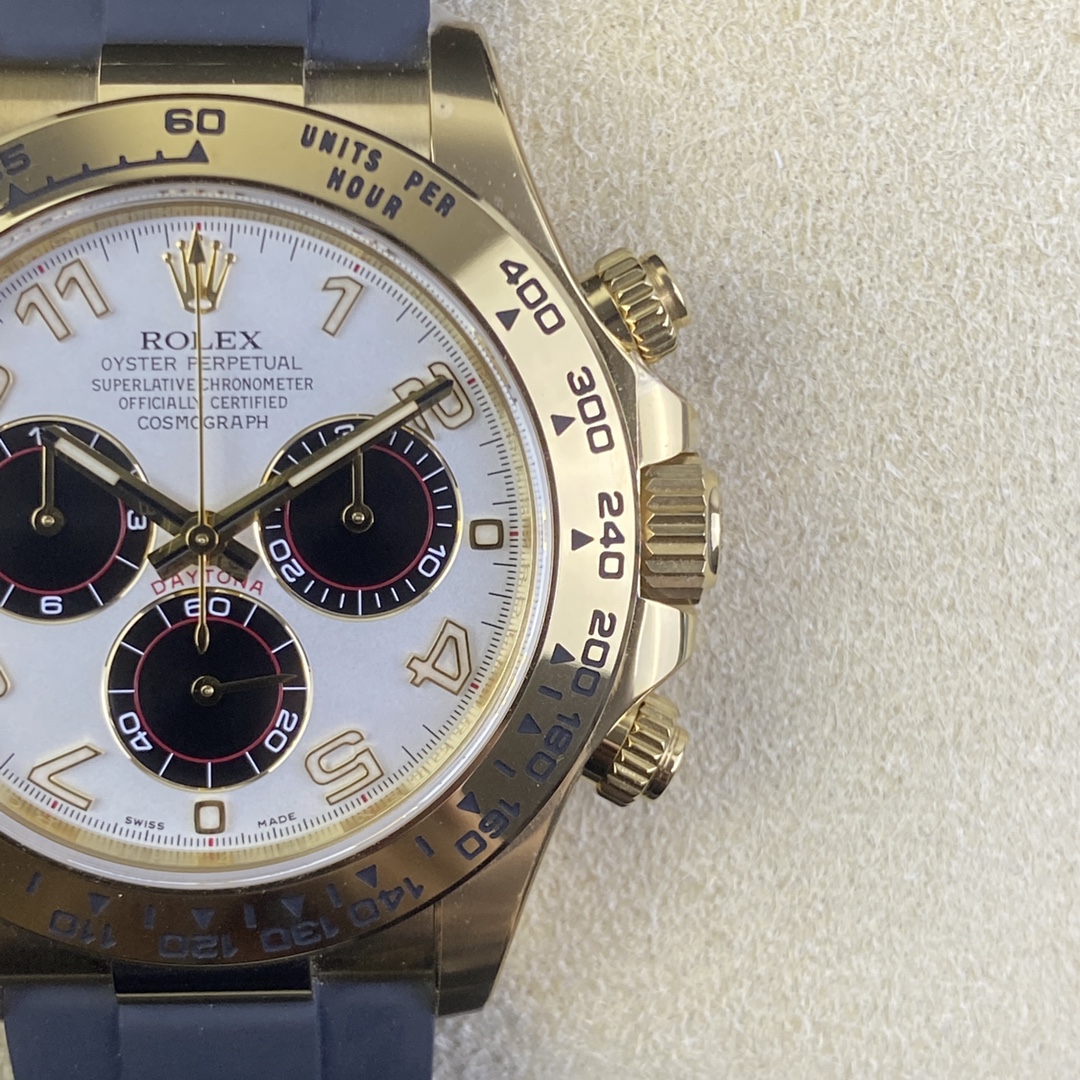 CLEAN Factory Rolex Daytona 116518LN 40MM Yellow Gold Rubber Strap Arab Number White Dial