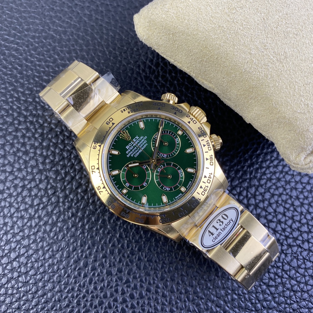 CLEAN Factory Rolex Daytona 116508-0013 40MM Full Gold Green Dial