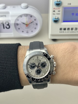 CLEAN Factory Rolex Daytona 126519LN-0006 40MM White Gold Rubber Strap Black Eye Grey Dial