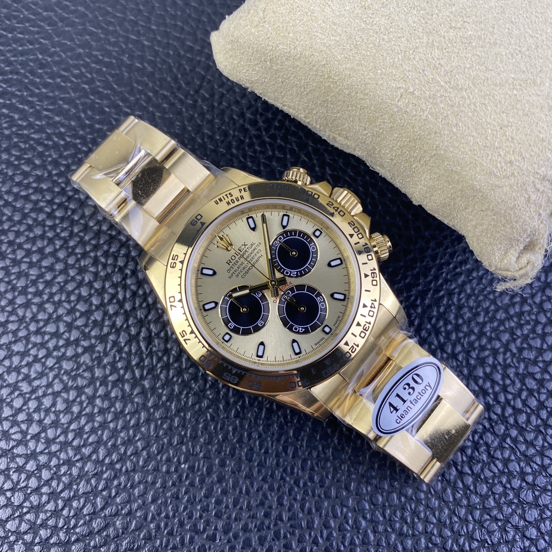 CLEAN Factory Rolex Daytona 116508-0014 40MM Full Gold Black Eye Gold Dial