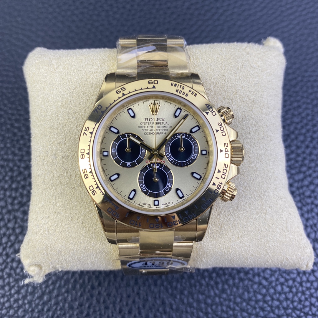 CLEAN Factory Rolex Daytona 116508-0014 40MM Full Gold Black Eye Gold Dial