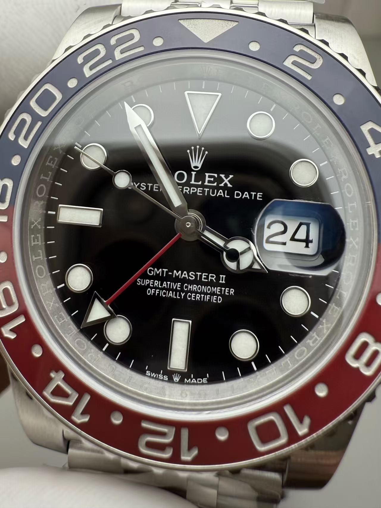 Clean Factory Rolex Pepsi GMT-MASTER II 126710BLRO-0001 40mm Full 904L Black Dial Jubilee