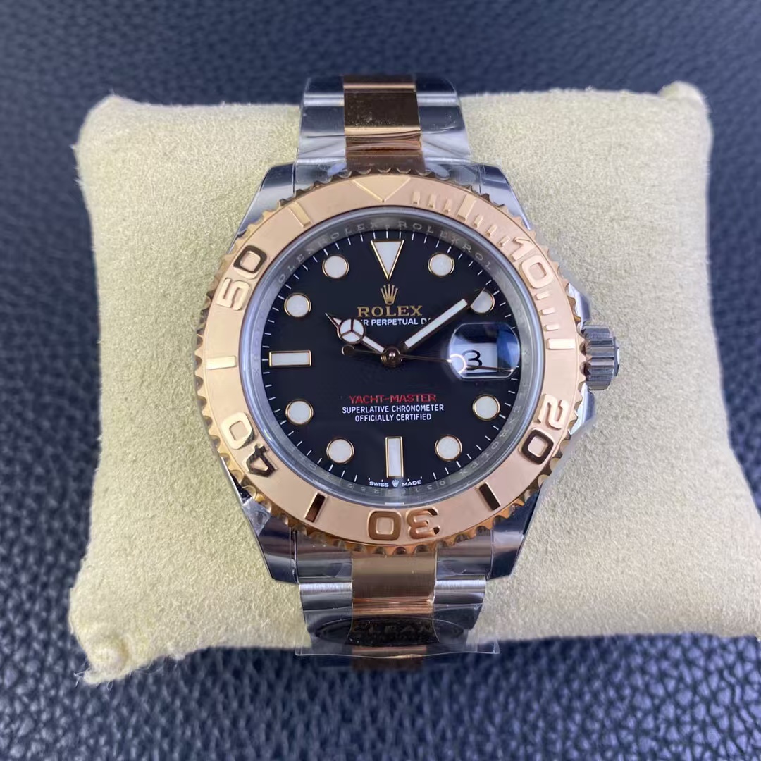 Clean Factory Rolex Yacht-Master 126621-0002 40mm Half Rose Gold Black Dial