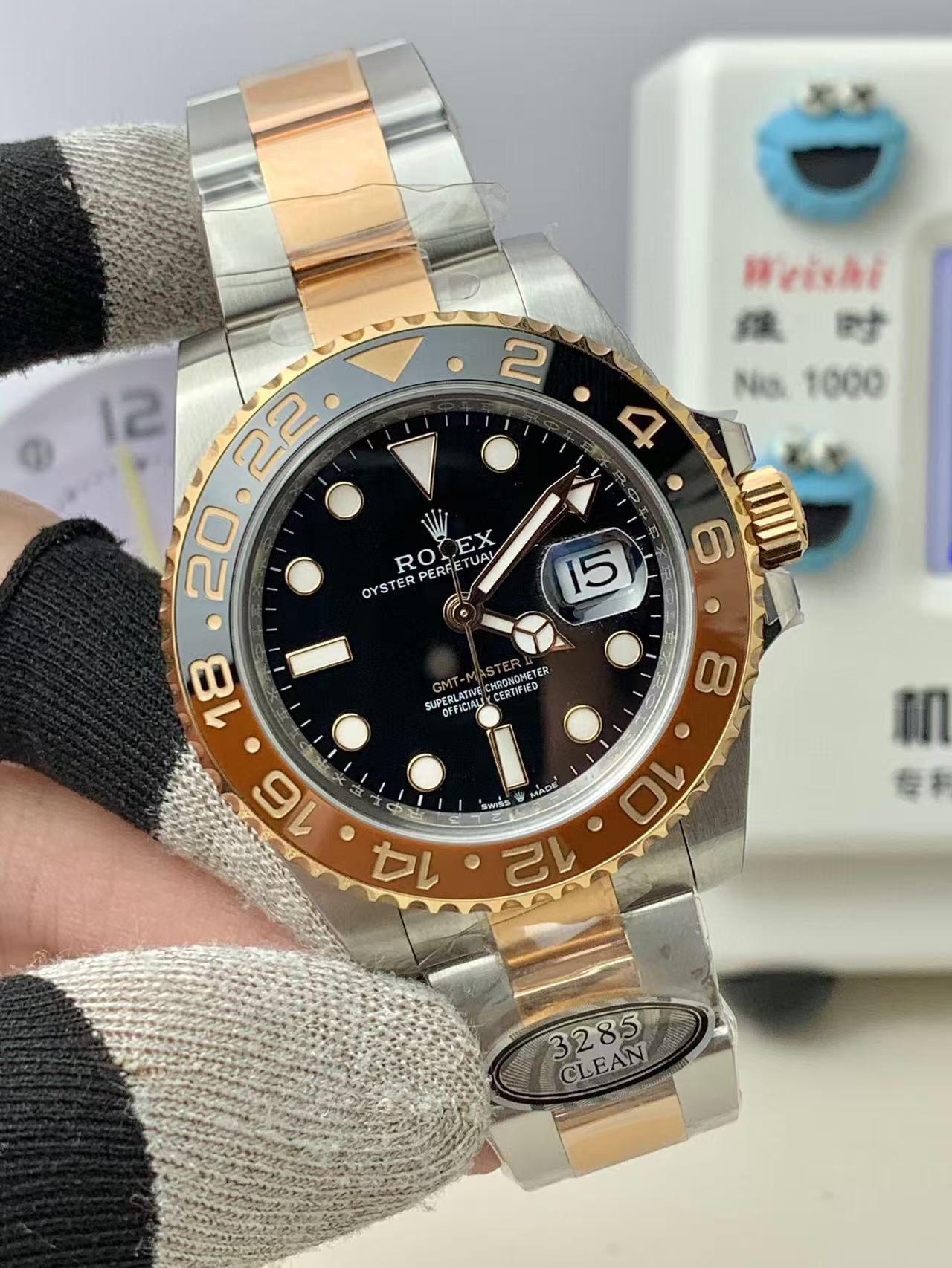 Clean Factory Rolex Rootbeer GMT-MASTER II 126711CHNR-0002 40mm Half Rose Gold Black Dial