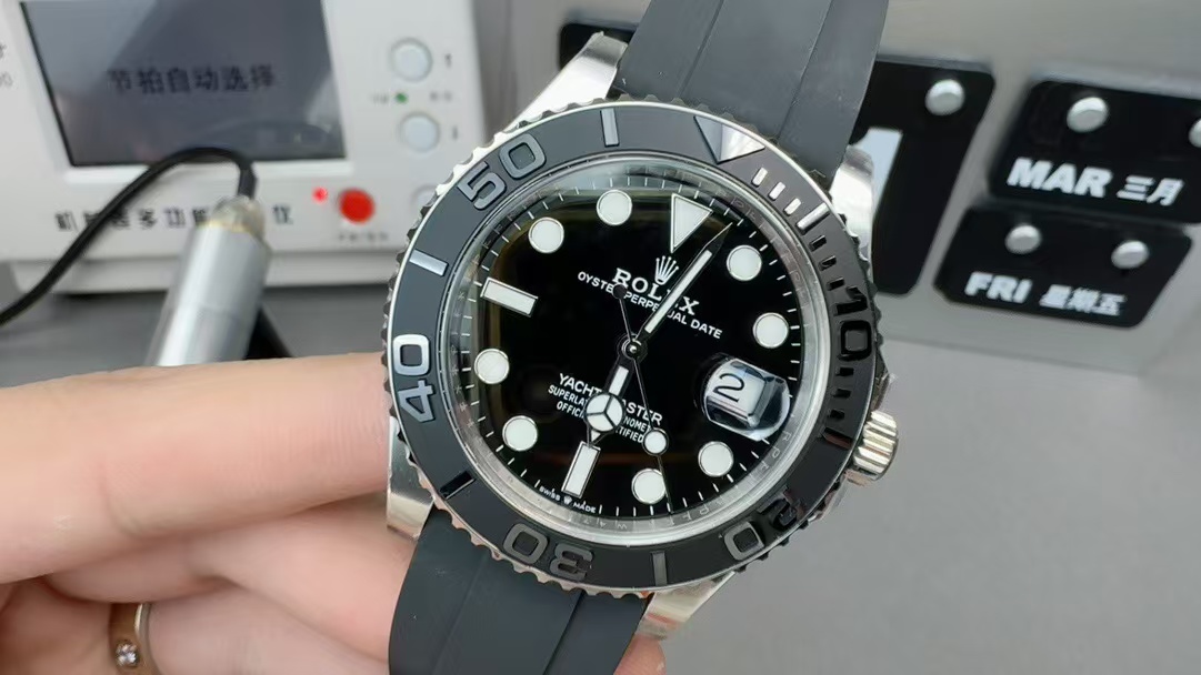 Clean Factory Rolex Yacht-Master 226659-0002 42mm White Gold Rubber Strap Black Dial