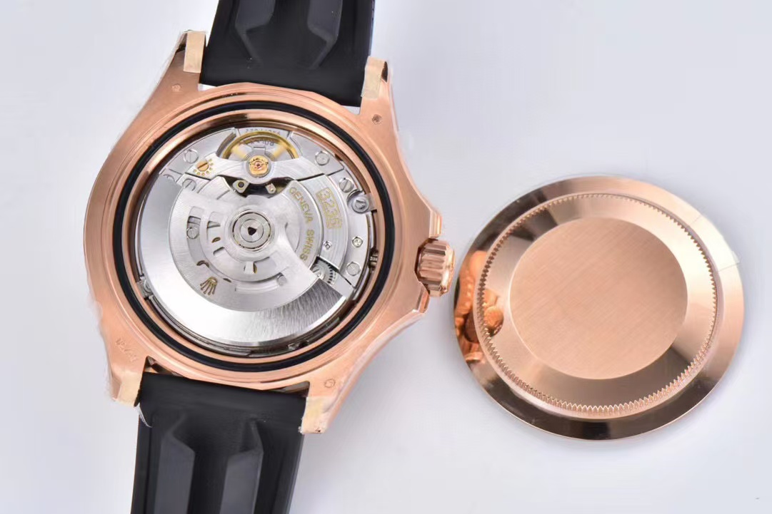 Clean Factory Rolex Yacht-Master 126655-0002 40mm Rose Gold Rubber Strap Black Dial