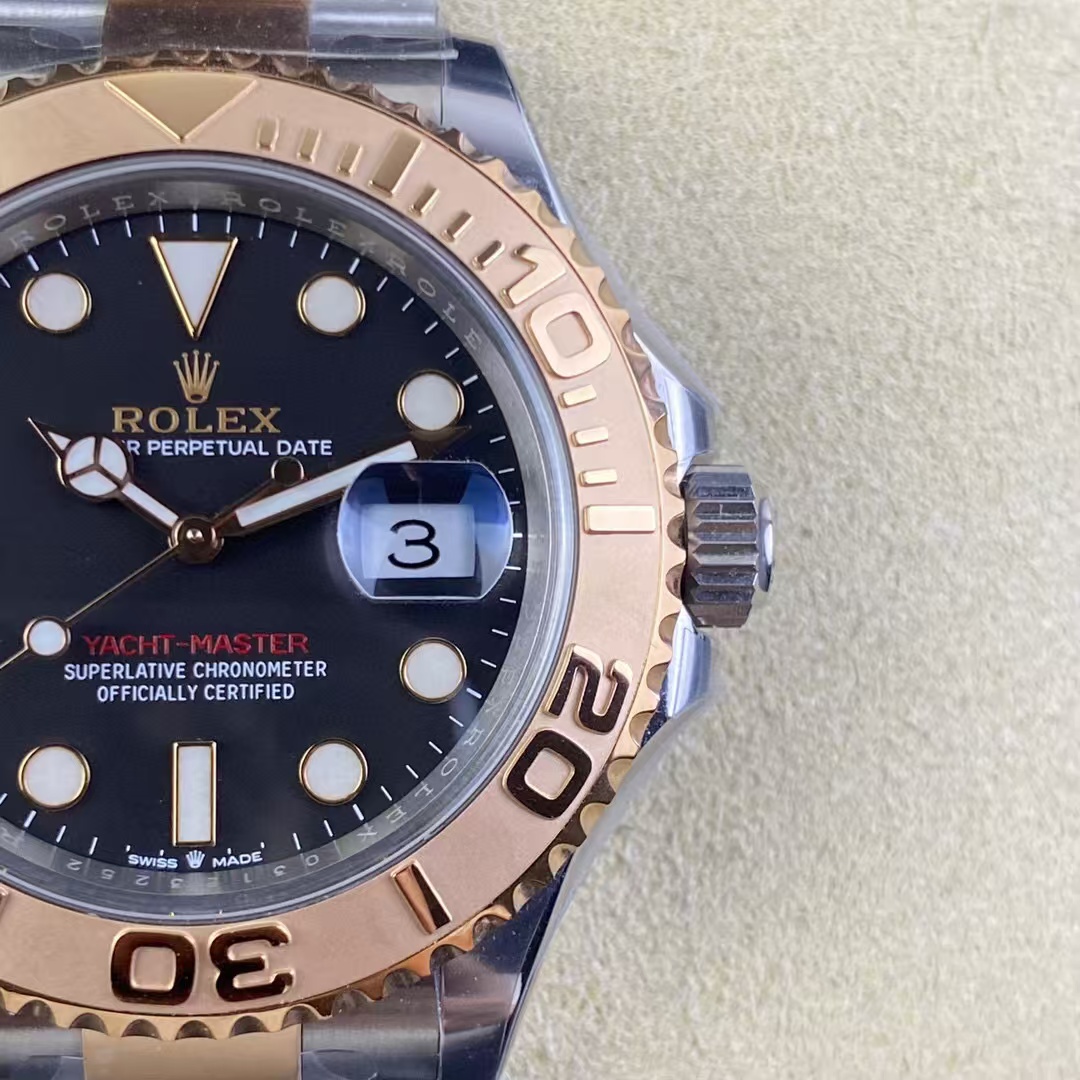 Clean Factory Rolex Yacht-Master 126621-0002 40mm Half Rose Gold Black Dial