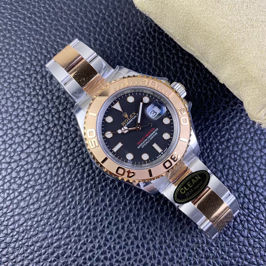 Clean Factory Rolex Yacht-Master 126621-0002 40mm Half Rose Gold Black Dial