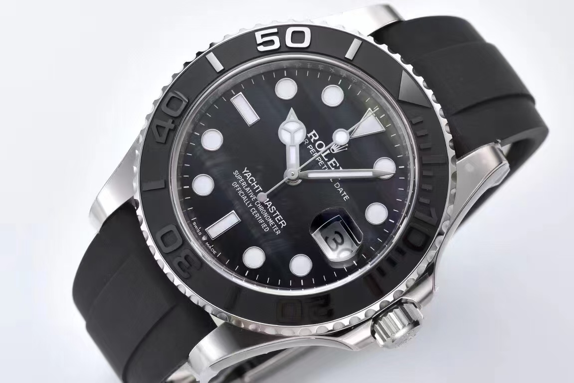 Clean Factory Rolex Yacht-Master 226659-0004 42mm White Gold Rubber Strap Falcon’s Eye Dial