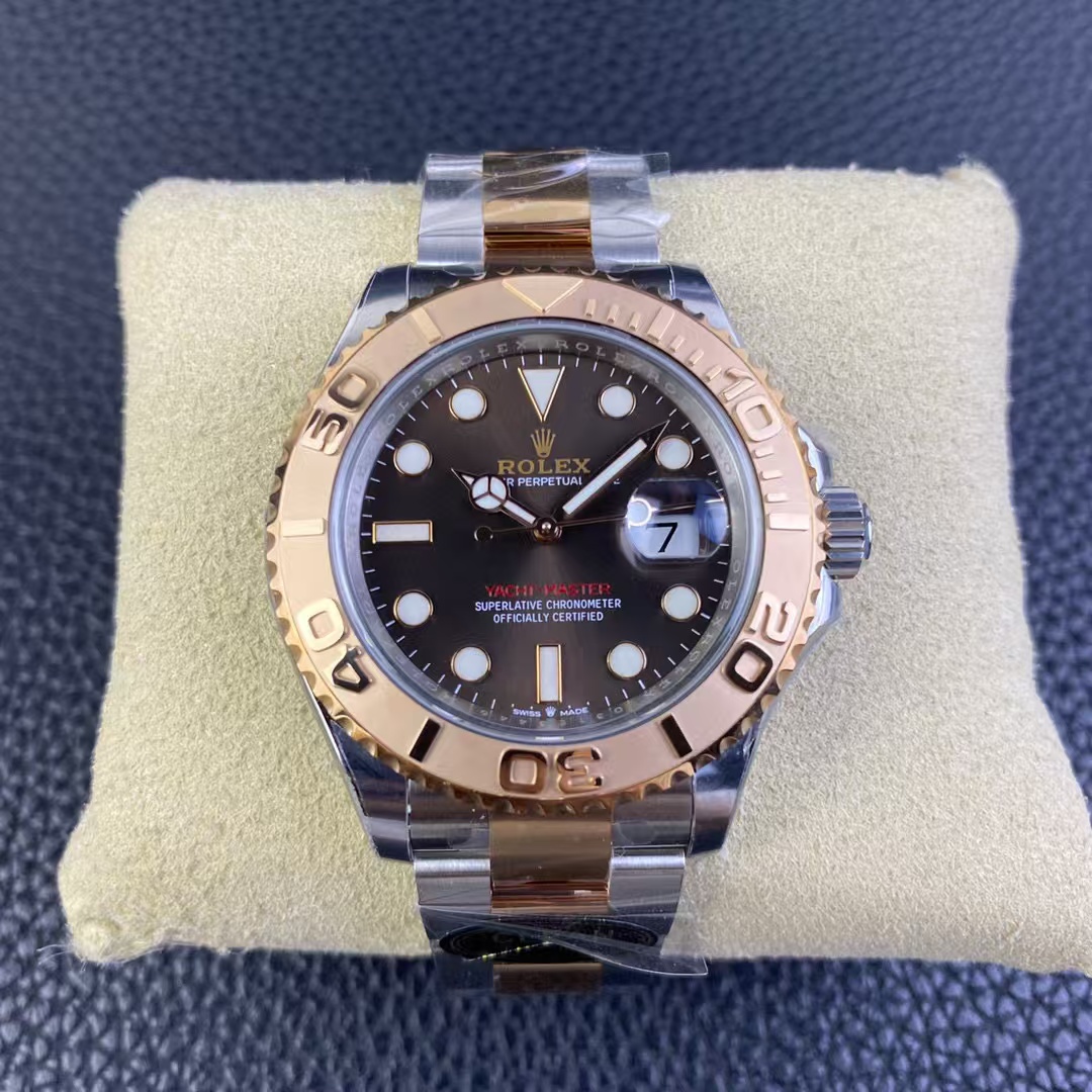 Clean Factory Rolex Yacht-Master 126621-0001 40mm Half Rose Gold Brown Dial