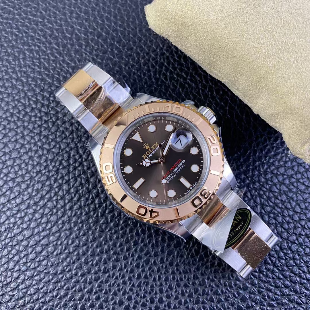 Clean Factory Rolex Yacht-Master 126621-0001 40mm Half Rose Gold Brown Dial