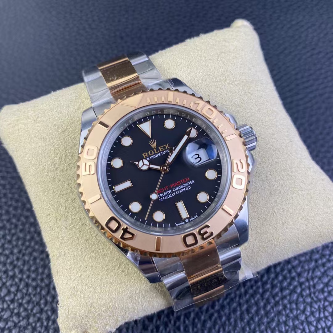 Clean Factory Rolex Yacht-Master 126621-0002 40mm Half Rose Gold Black Dial