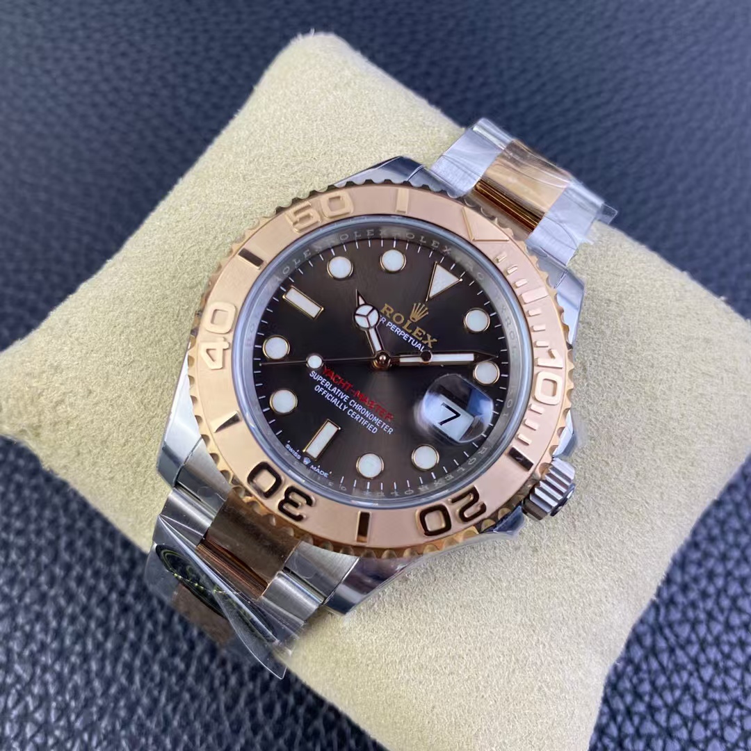 Clean Factory Rolex Yacht-Master 126621-0001 40mm Half Rose Gold Brown Dial