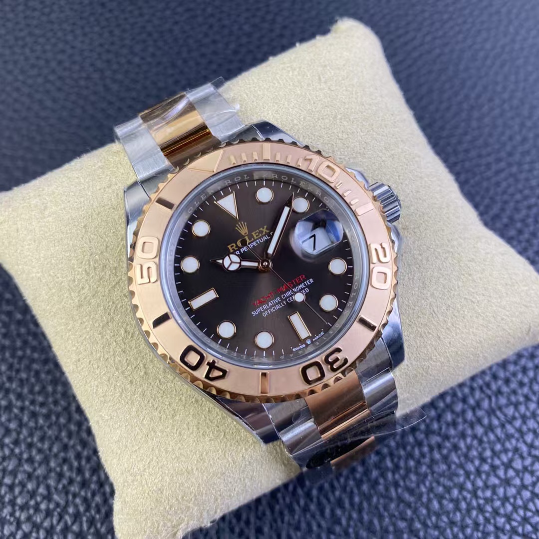 Clean Factory Rolex Yacht-Master 126621-0001 40mm Half Rose Gold Brown Dial