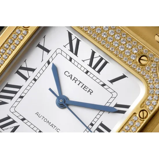 Cartier women's SANTOS Half Diamond 35.1MM*8.83MM Comes with quick-detachable leather strap