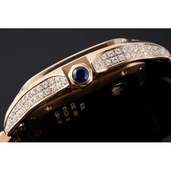 Cartier women's Full Diamond SANTOS 35.1MM*8.83MM Comes with quick-detachable leather strap
