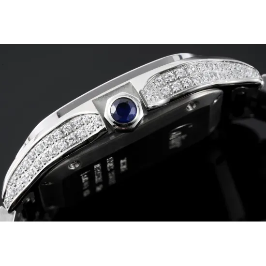 Cartier women's SANTOS Full Diamond 35.1MM*8.83MM Comes with quick-detachable leather strap