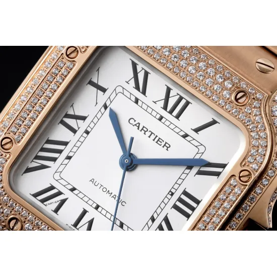 Cartier women's Full Diamond SANTOS 35.1MM*8.83MM Comes with quick-detachable leather strap